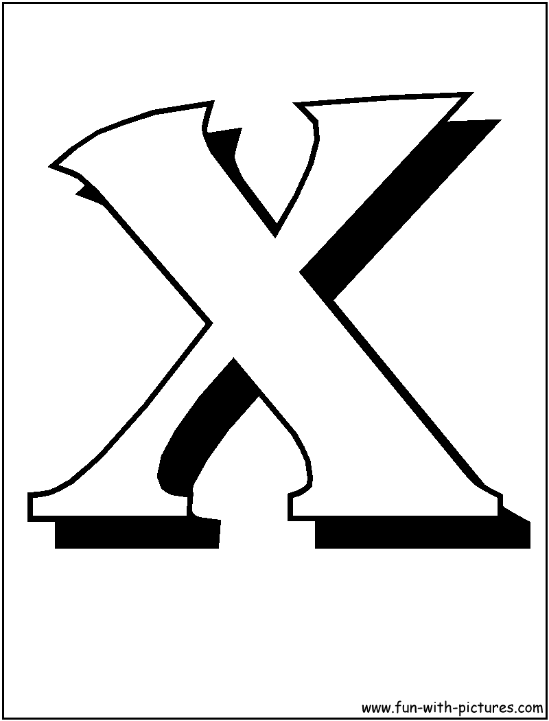 Blockletters X Coloring Page 