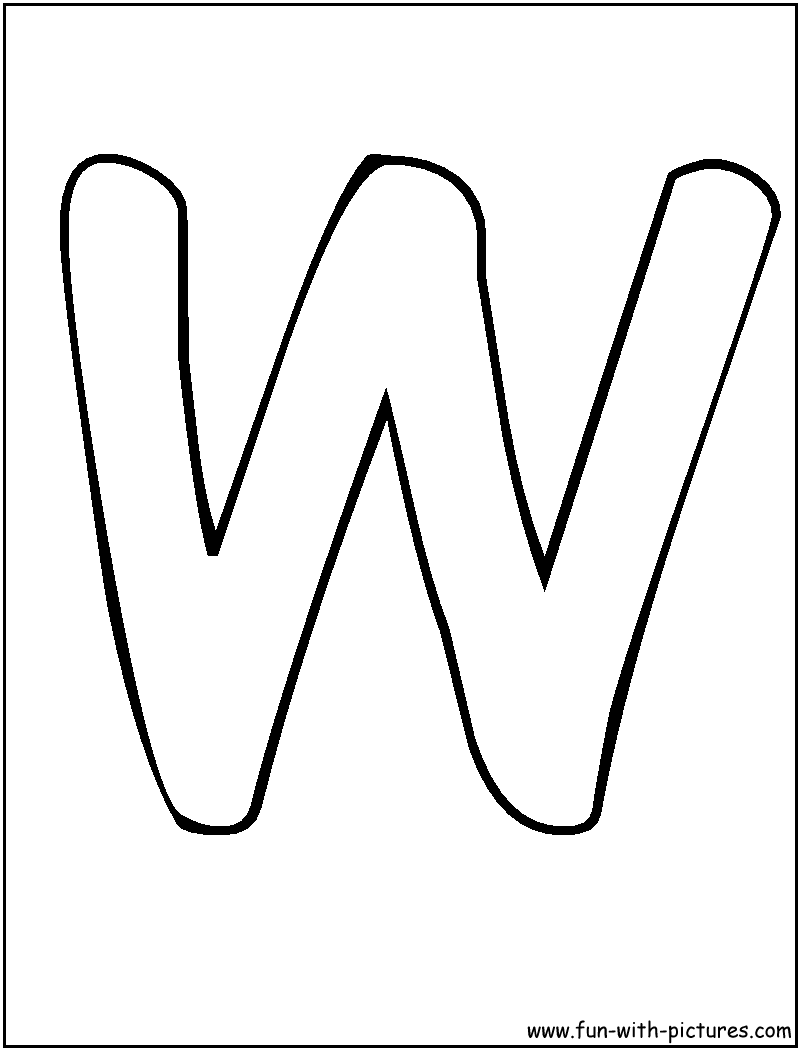 Bubble Letters W Coloring Page 
