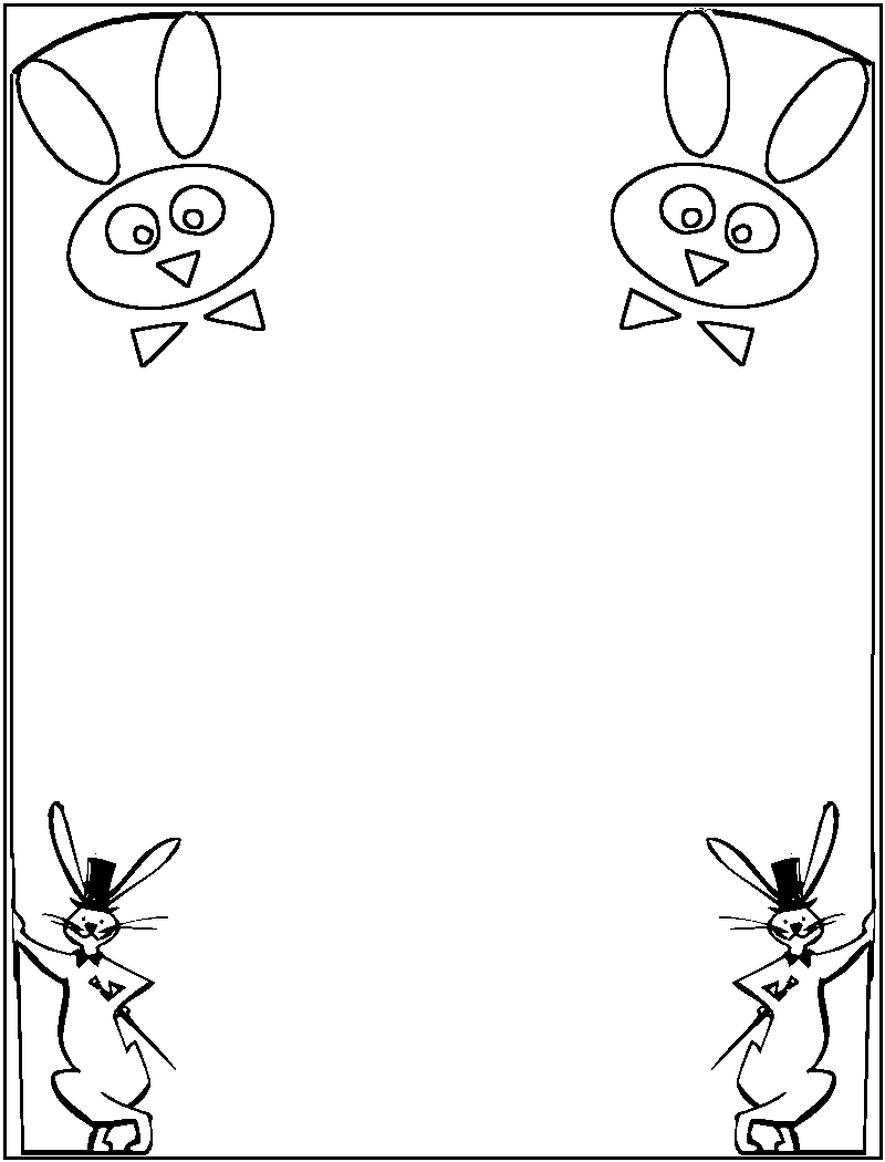 Bunnies Border Coloring Page 