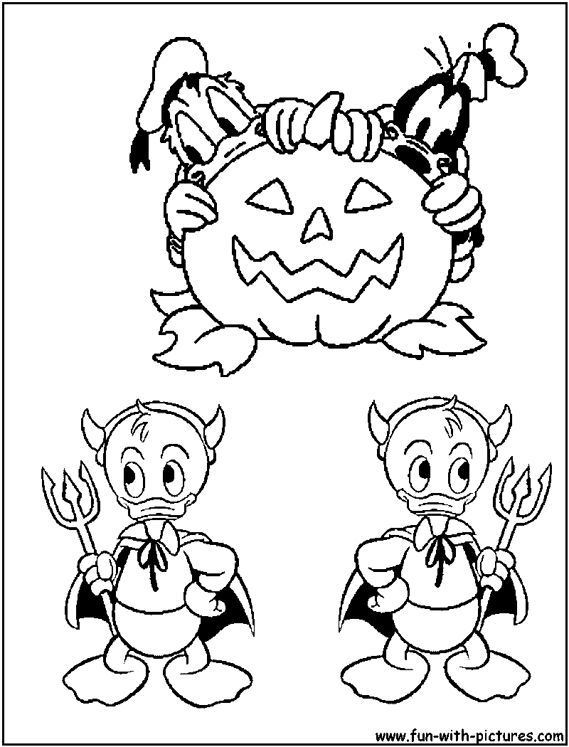 Donald Goofy Scaryhalloween Coloring Page 
