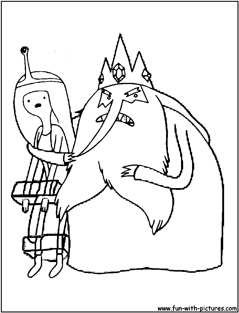 Adventuretime Iceking Princessbubblegum Coloring Page 