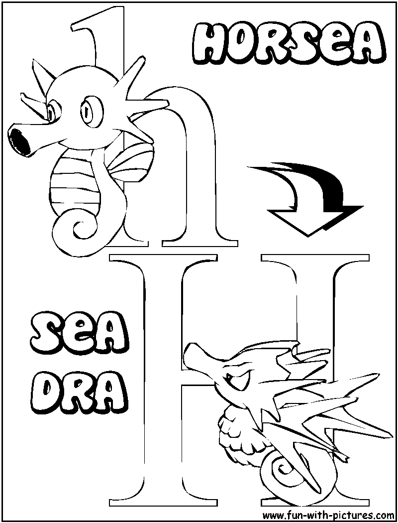 H Horsea Seadra Coloring Page 