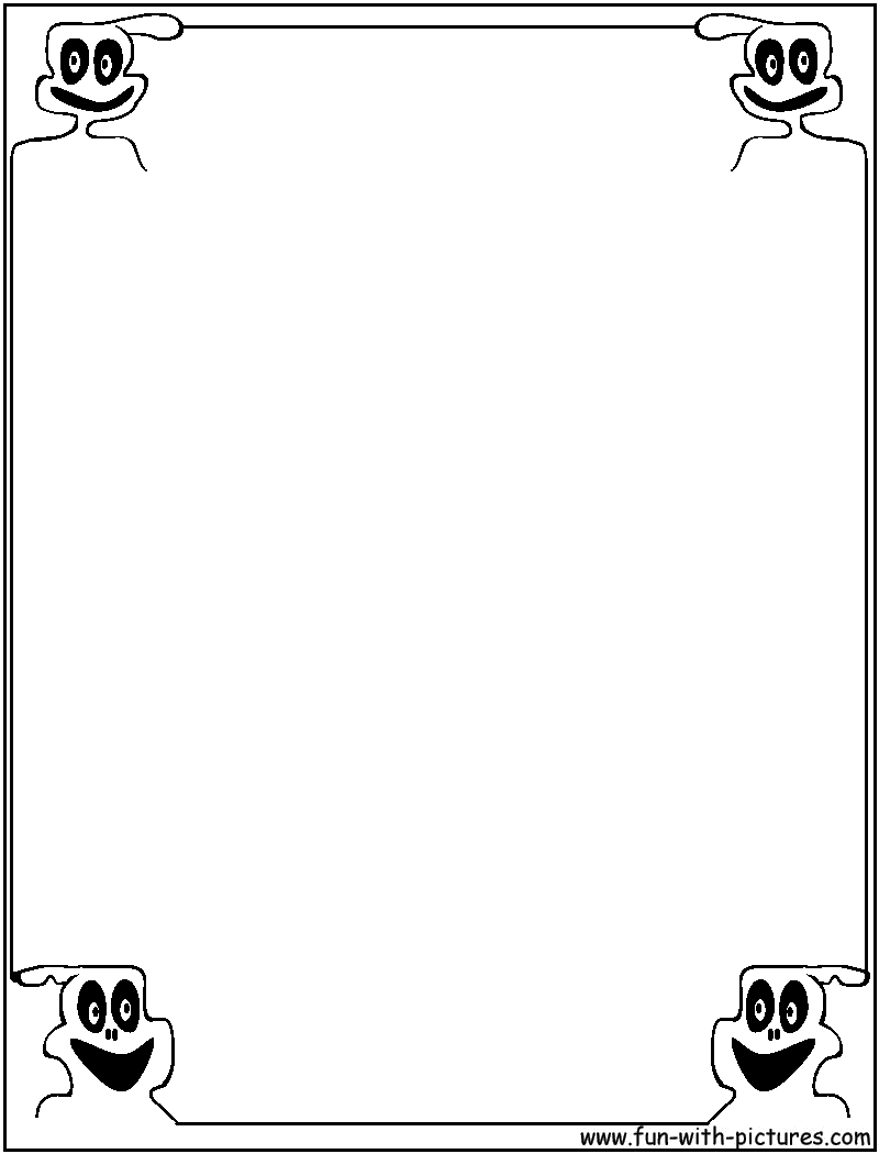 Halloweenhappyghostsborder Coloring Page 