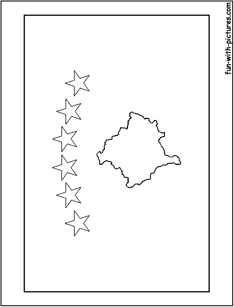 Kosovo Flag  Coloring Page