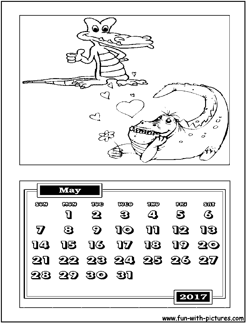 May Calendar Coloring Page 