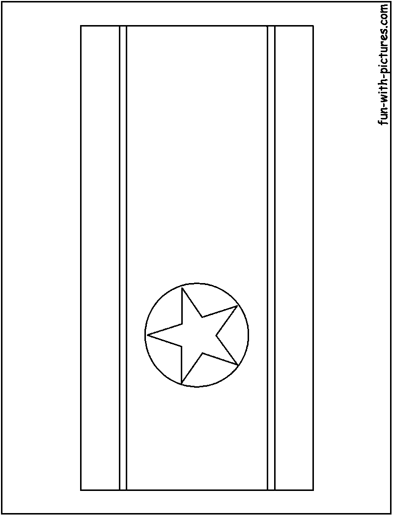 North Korea Flag  Coloring Page