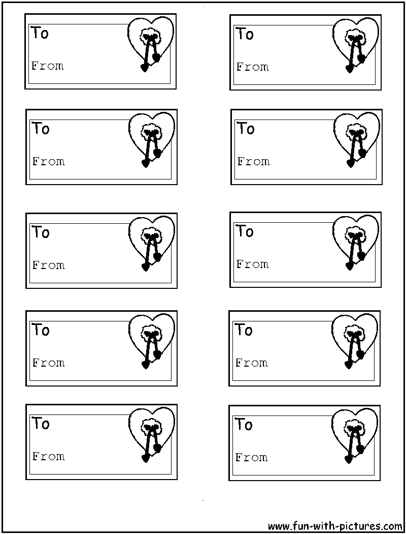 Valentine Hearts Gifttags Coloring Page 